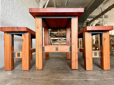 Ambassador High Top Dining Table and Bench Set - Cherry Stain Finish