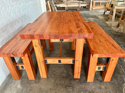 Ambassador High Top Dining Table and Bench Set - Cherry Stain Finish