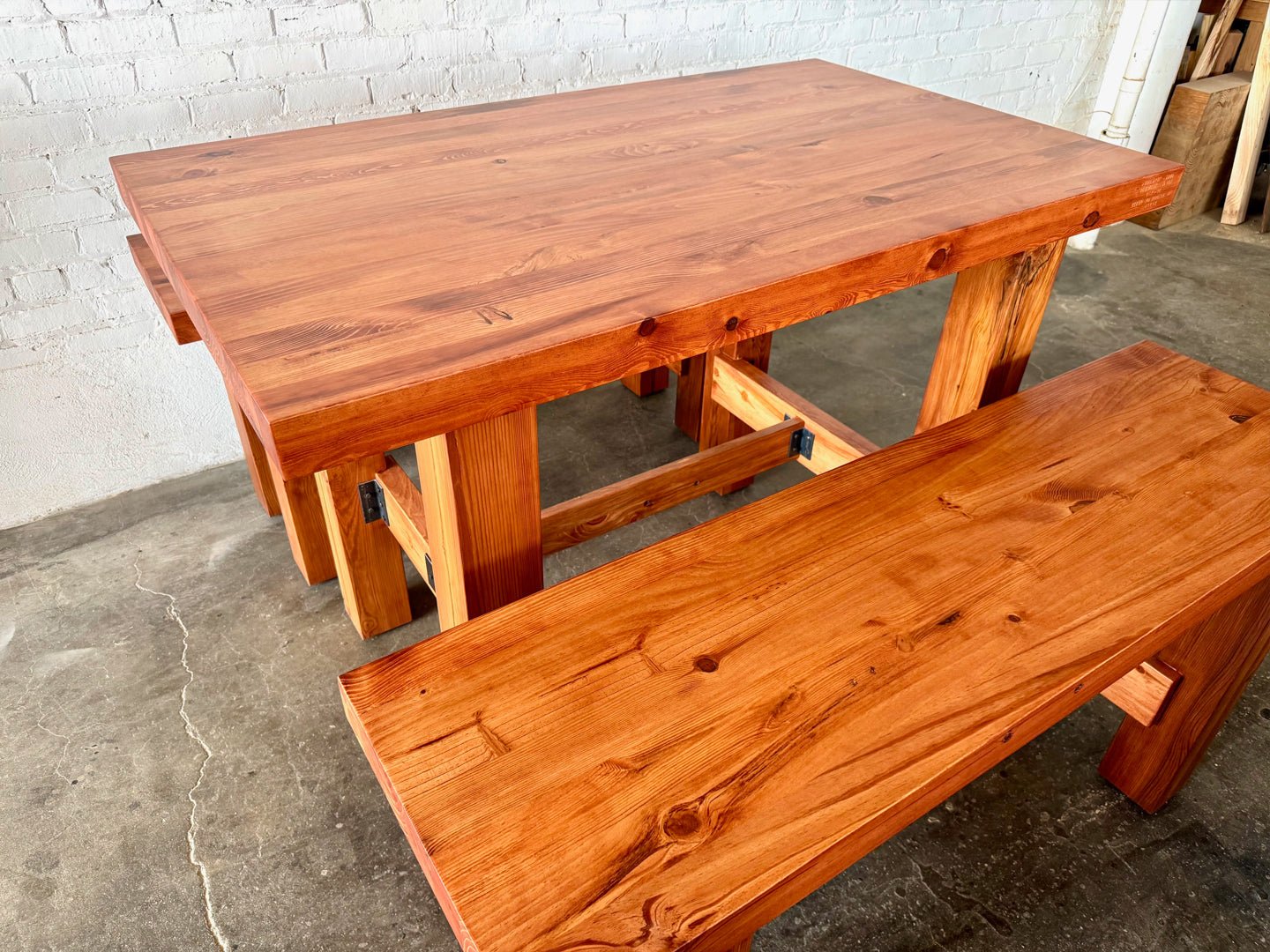 Ambassador High Top Dining Table and Bench Set - Cherry Stain Finish