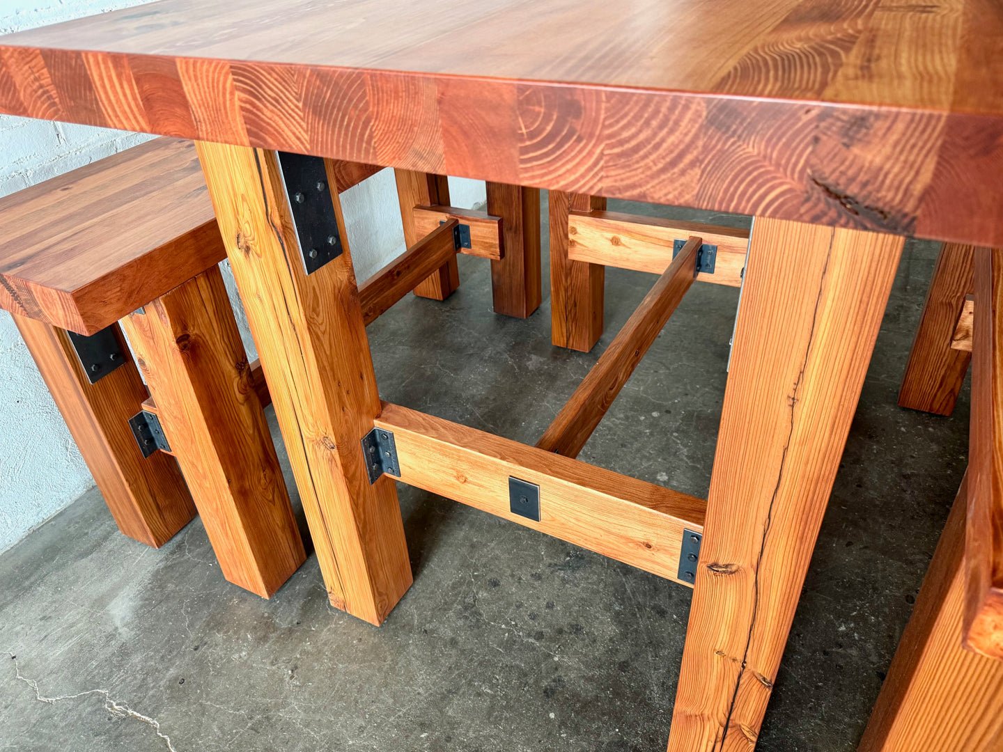 Ambassador High Top Dining Table and Bench Set - Cherry Stain Finish