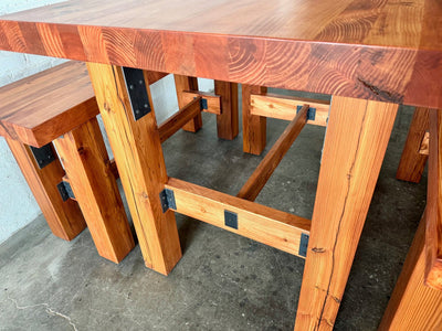 Ambassador High Top Dining Table and Bench Set - Cherry Stain Finish