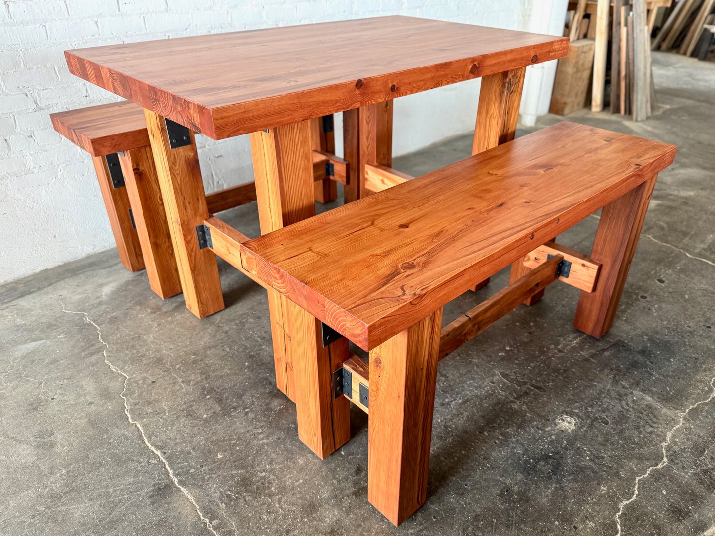 Ambassador High Top Dining Table and Bench Set - Cherry Stain Finish