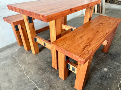 Ambassador High Top Dining Table and Bench Set - Cherry Stain Finish