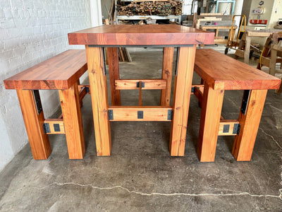 Ambassador High Top Dining Table and Bench Set - Cherry Stain Finish