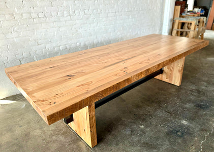 Commonwealth Reclaimed Wood Dining Table - Cherry Stain Finish