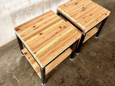 Grand Boulevard Reclaimed Wood - Square End Table - Set of Two - Natural Finish