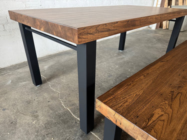 High Street Dining Table and Bench Set - Oak - Walnut Stain Finish