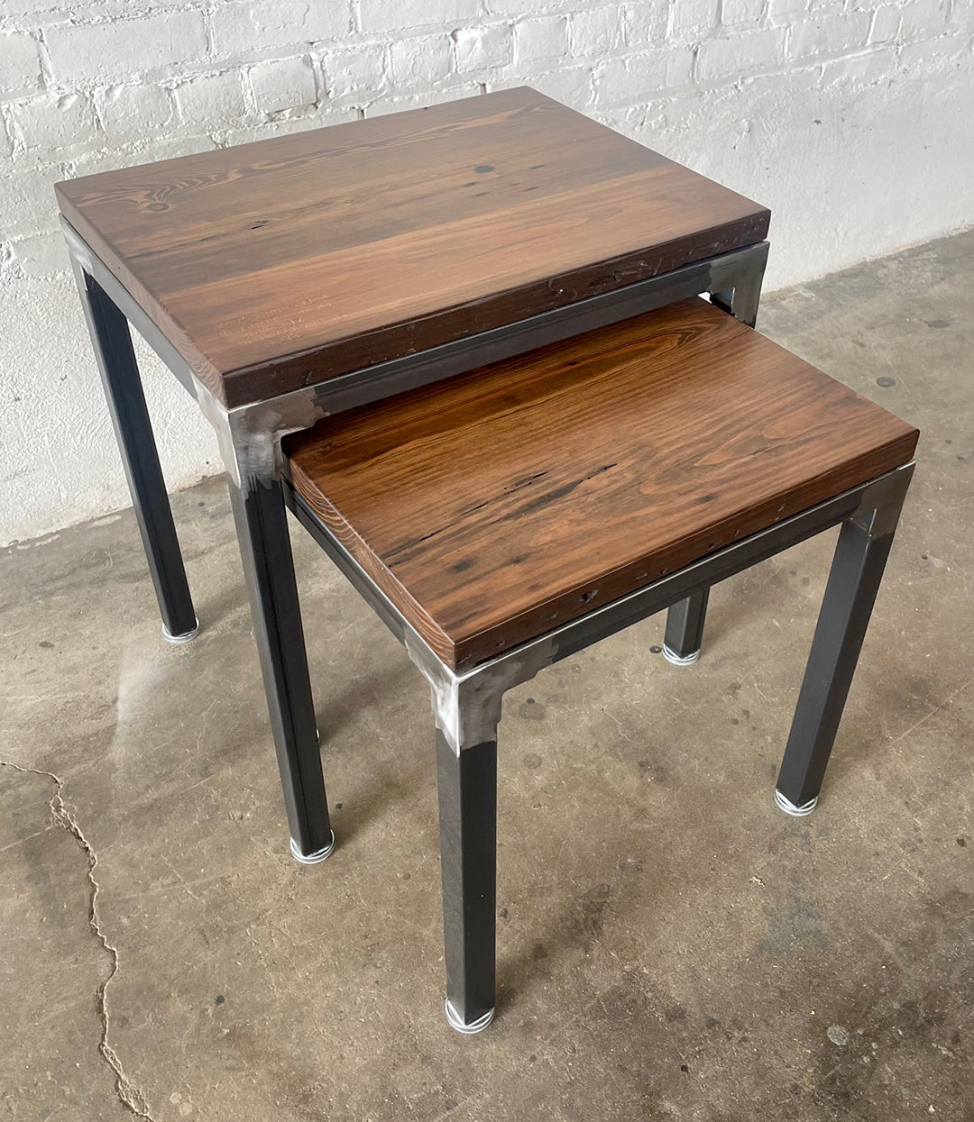 North End Reclaimed Wood Nesting Tables - Walnut Stain Finish