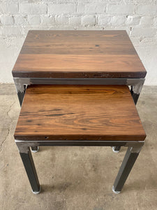 North End Reclaimed Wood Nesting Tables - Walnut Stain Finish