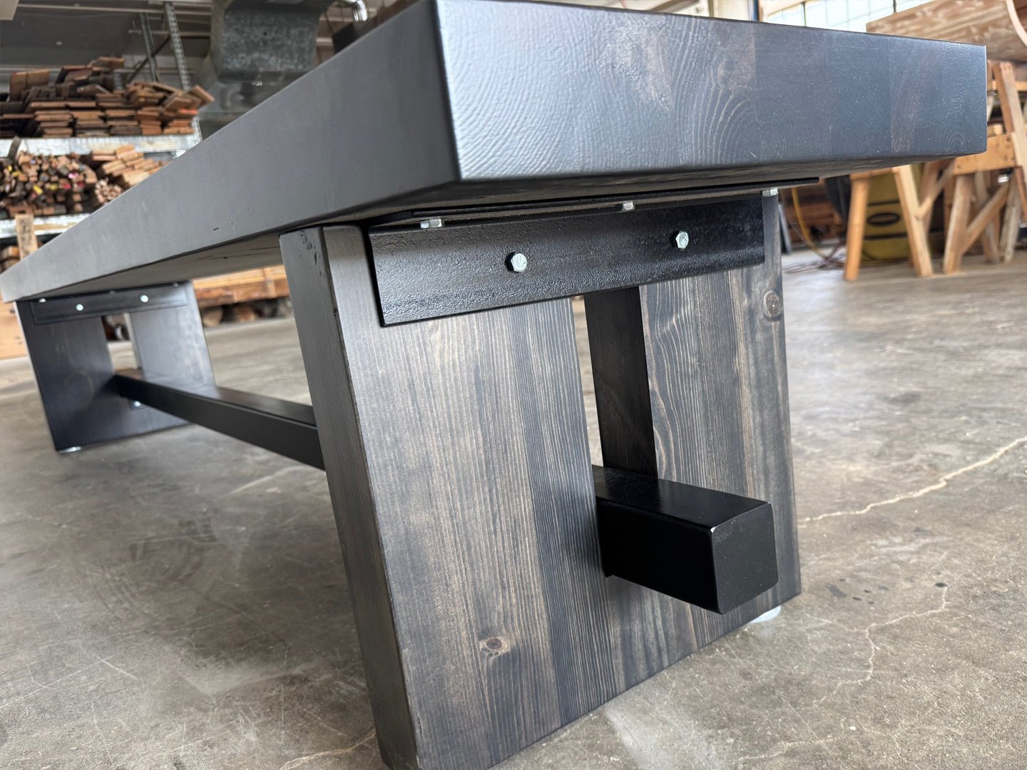 Commonwealth Reclaimed Wood Bench - Ebony Finish