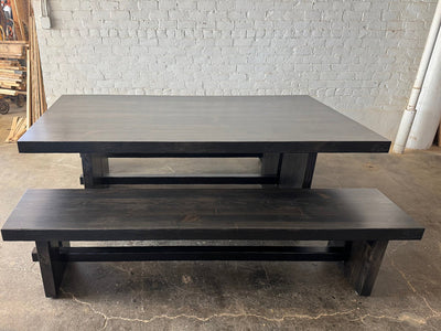 Commonwealth Reclaimed Wood Dining Table and Bench Set- Ebony Stain Finish