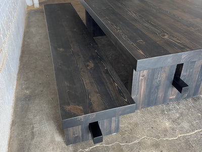 Commonwealth Reclaimed Wood Dining Table and Bench Set- Ebony Stain Finish