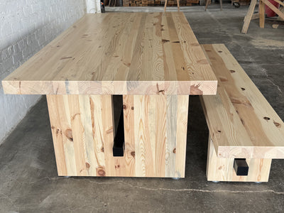 Commonwealth Reclaimed Wood Dining Table and Bench Set- Natural Finish