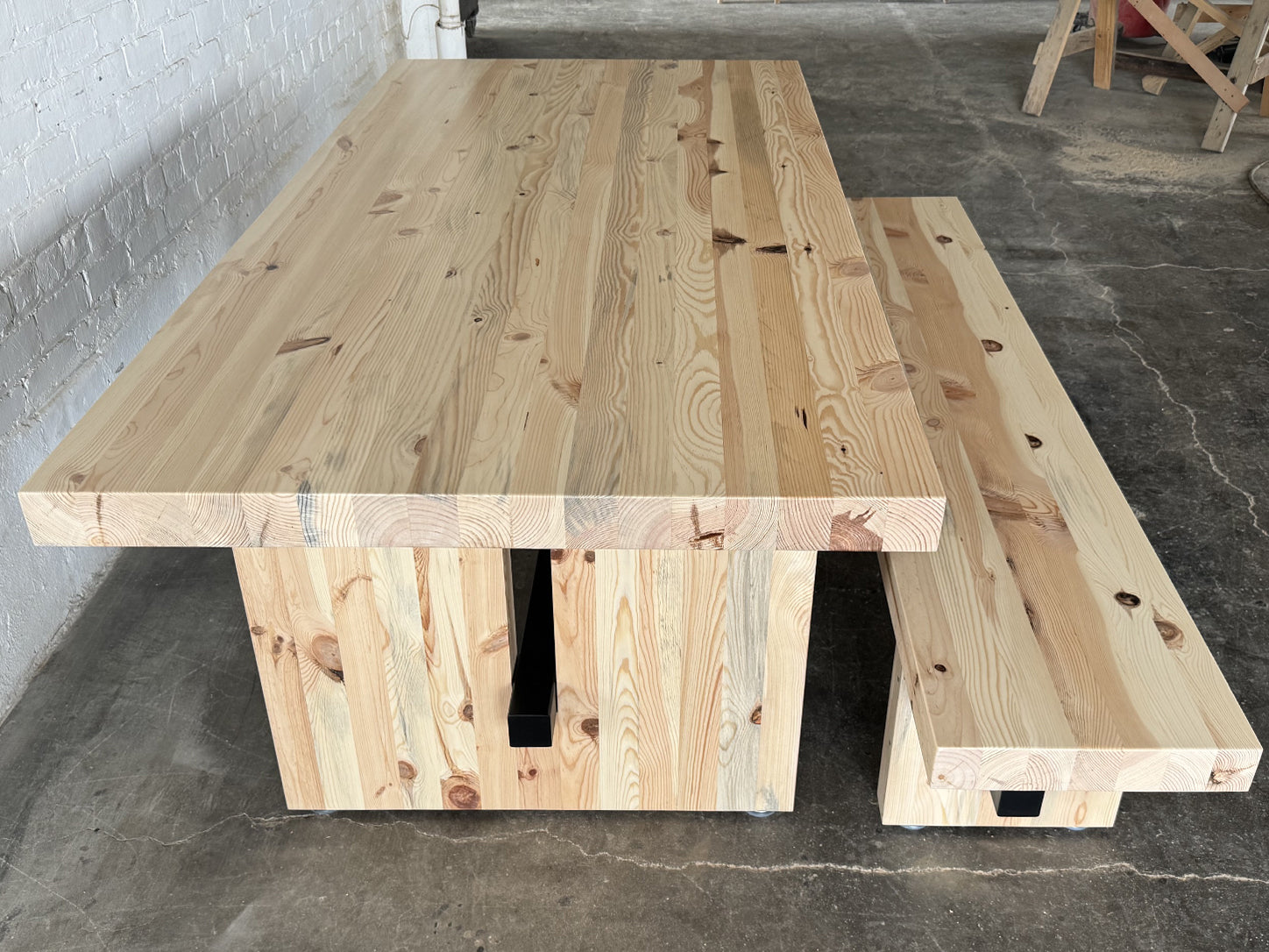 Commonwealth Reclaimed Wood Dining Table and Bench Set- Natural Finish