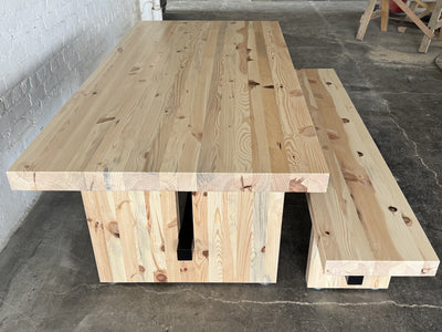 Commonwealth Reclaimed Wood Dining Table and Bench Set- Natural Finish