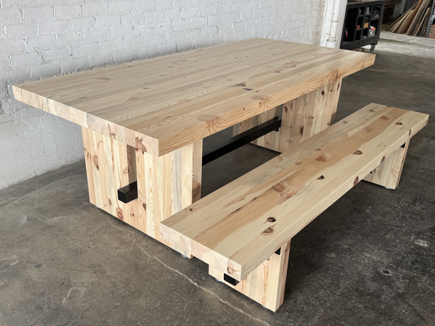 Commonwealth Reclaimed Wood Dining Table and Bench Set- Natural Finish