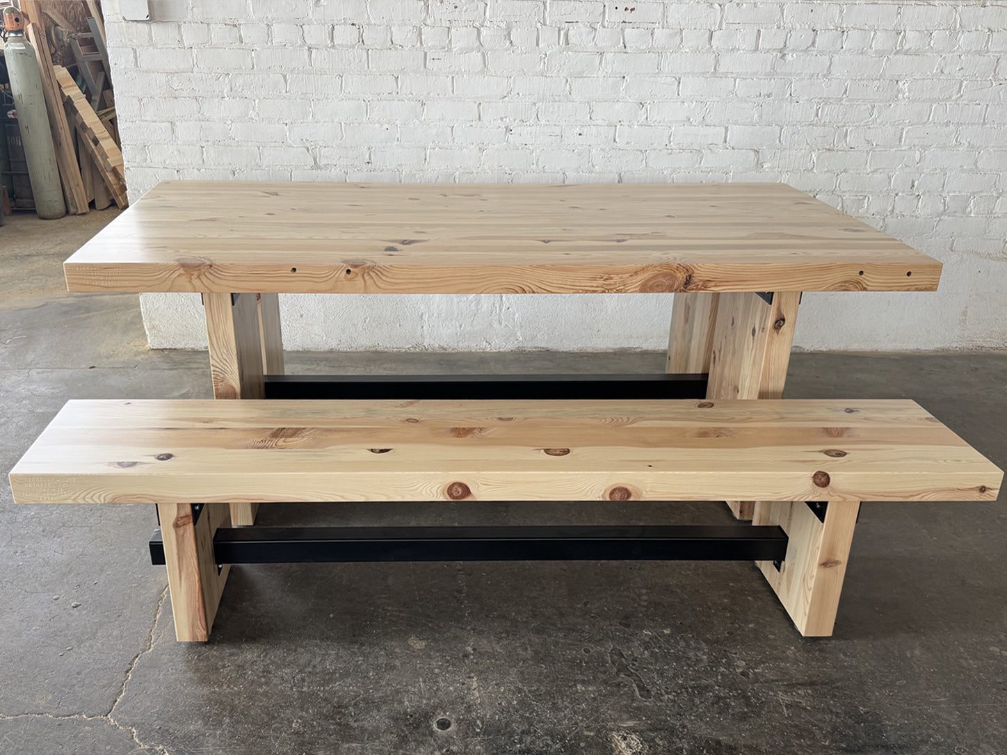Commonwealth Reclaimed Wood Dining Table and Bench Set- Natural Finish