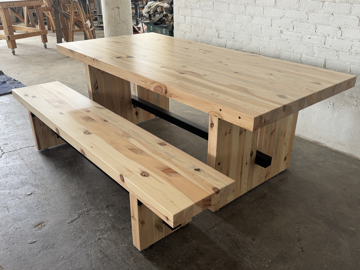Commonwealth Reclaimed Wood Dining Table and Bench Set- Natural Finish