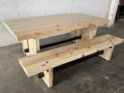 Commonwealth Reclaimed Wood Dining Table and Bench Set- Natural Finish