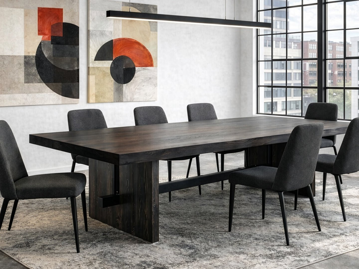 Commonwealth Reclaimed Wood Dining Table - Ebony Stain Finish