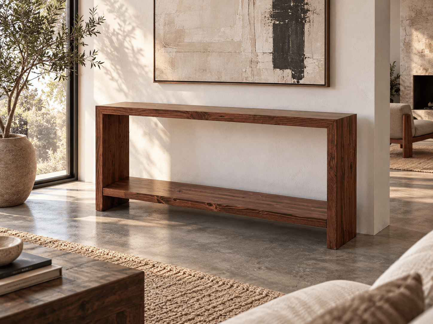 Eliot Reclaimed Wood Console Table with Shelf | Modern Industrial Console Table | Workshop Detroit - WORKSHOP