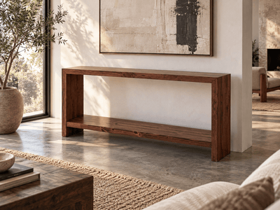 Eliot Reclaimed Wood Console Table with Shelf | Modern Industrial Console Table | Workshop Detroit - WORKSHOP