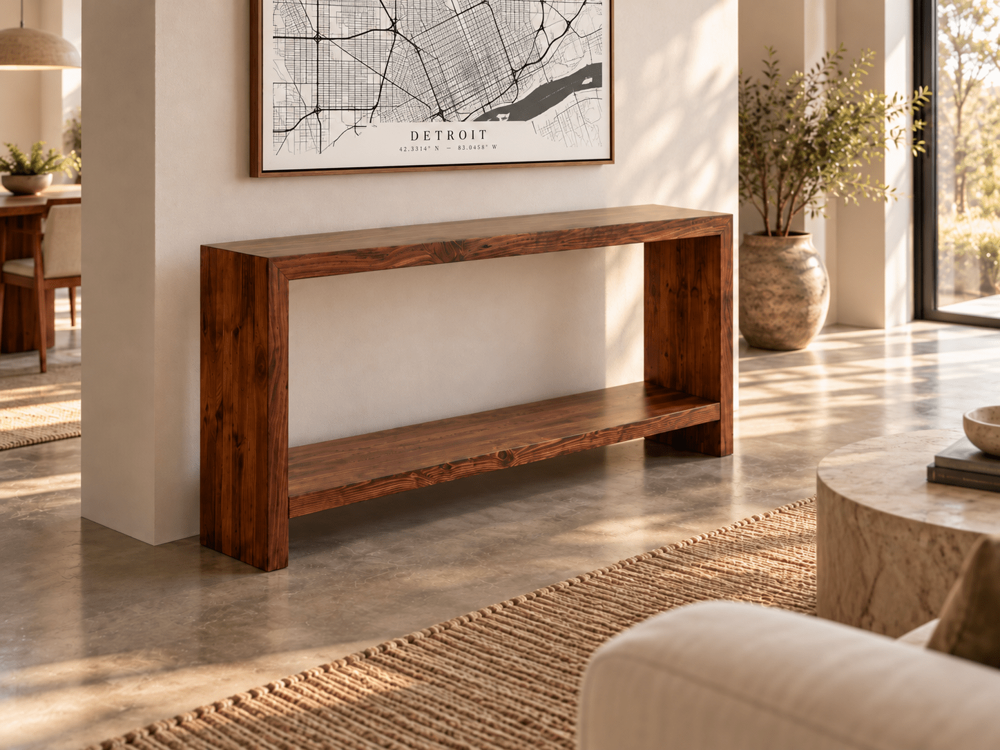 Eliot Reclaimed Wood Console Table with Shelf | Modern Industrial Console Table | Workshop Detroit - WORKSHOP