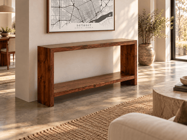 Eliot Reclaimed Wood Console Table with Shelf | Modern Industrial Console Table | Workshop Detroit - WORKSHOP