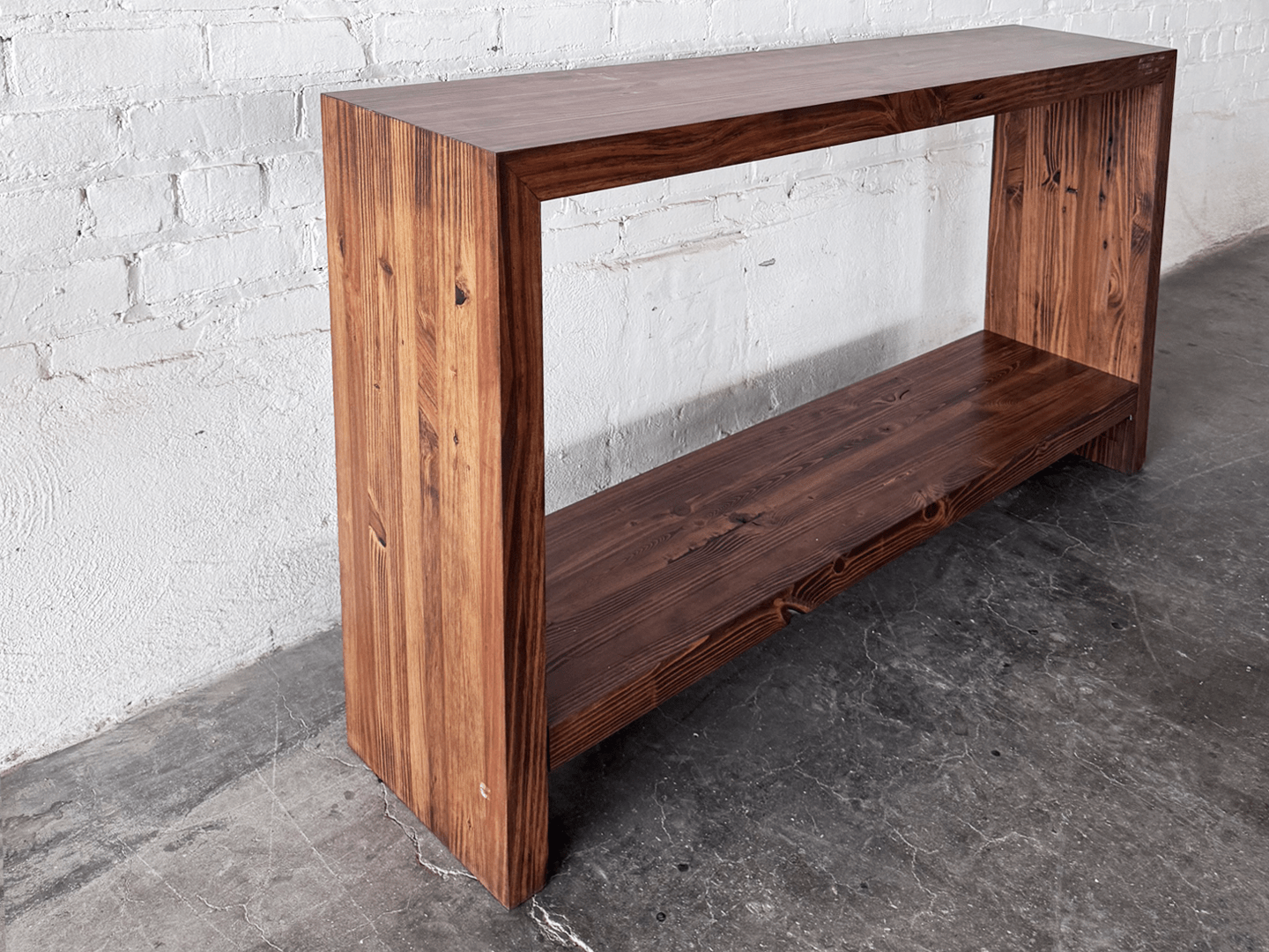 Eliot Reclaimed Wood Console Table with Shelf | Modern Industrial Console Table | Workshop Detroit - WORKSHOP