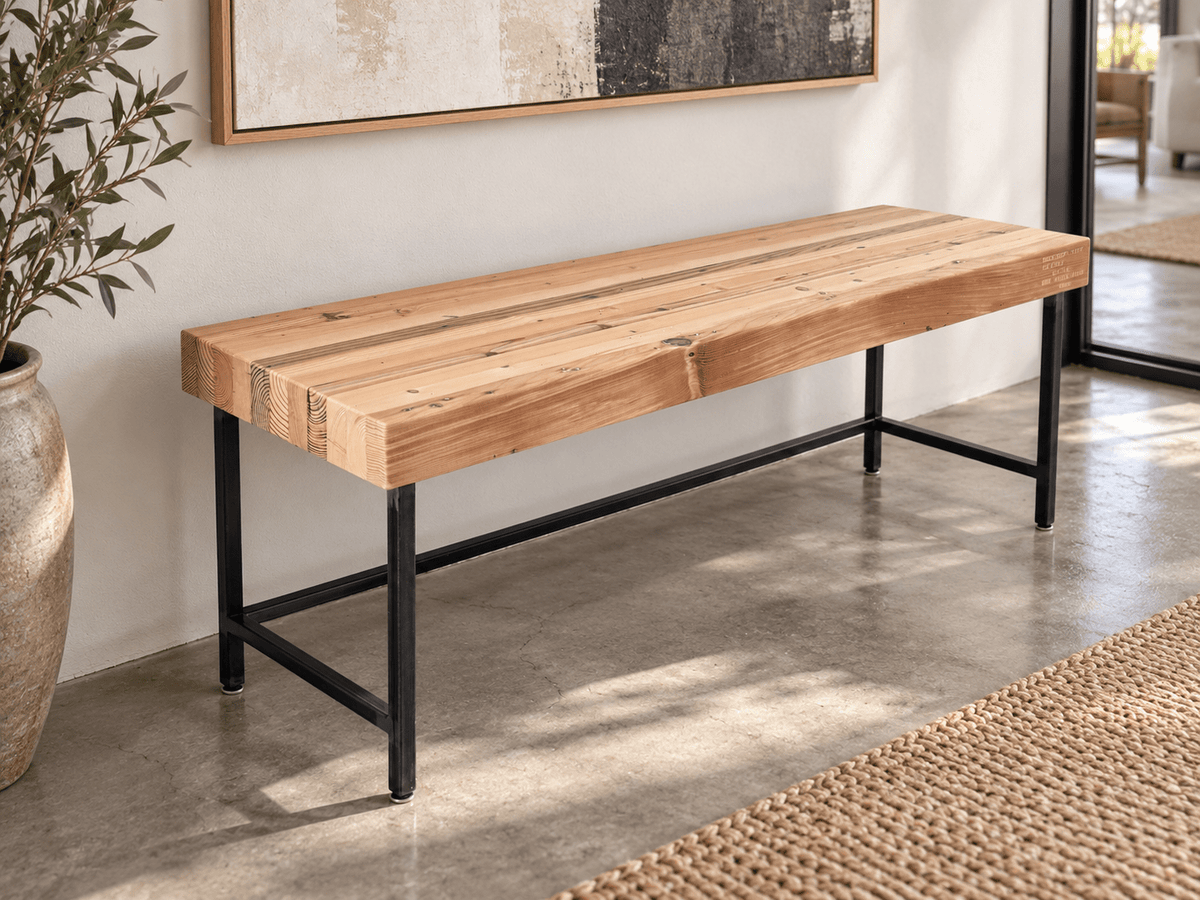 Grandy Reclaimed Wood Bench | Modern Industrial Bench | Workshop Detroit