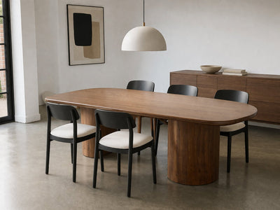 Olympia Reclaimed Oak Dining Table - Walnut Stain Finish