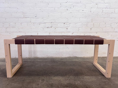 Seldon Reclaimed Oak Leather Bench - Natural Finish