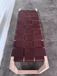 Seldon Reclaimed Oak Leather Bench - Natural Finish