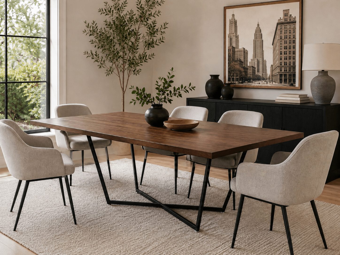 Strata Dining Table - Walnut Stain Finish