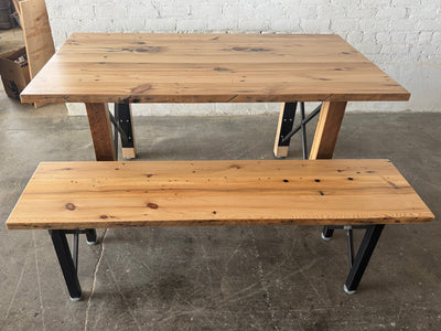 Urban Farmhouse Dining Table and Bench Set - Natural Finish