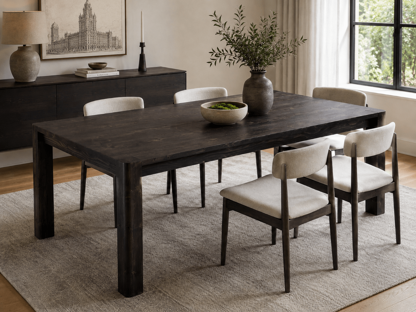 The Wanderer Dining Table - Black Stain Finish