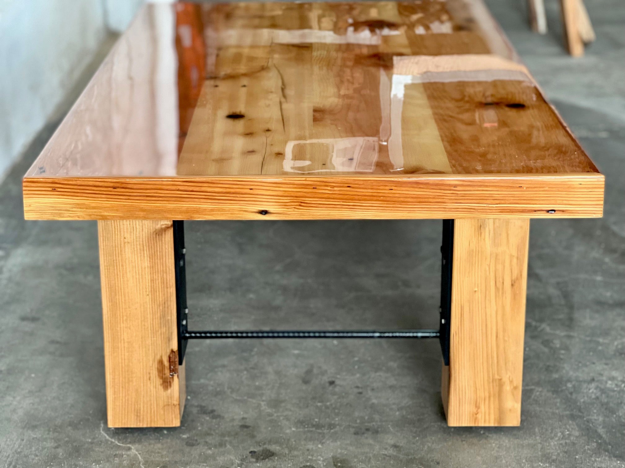 Bayview Reclaimed Wood Coffee Table - Clear Epoxy Finish
