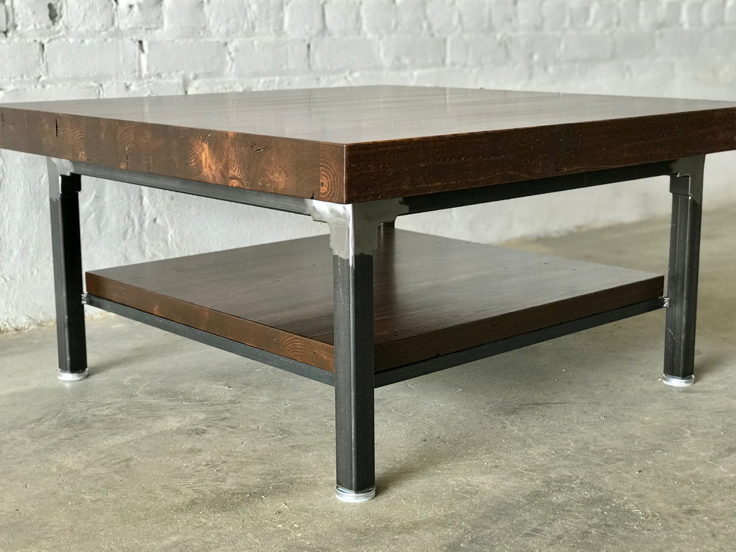 Grand Boulevard Modern Farmhouse Coffee Table With Shelf - Walnut Stain Finish