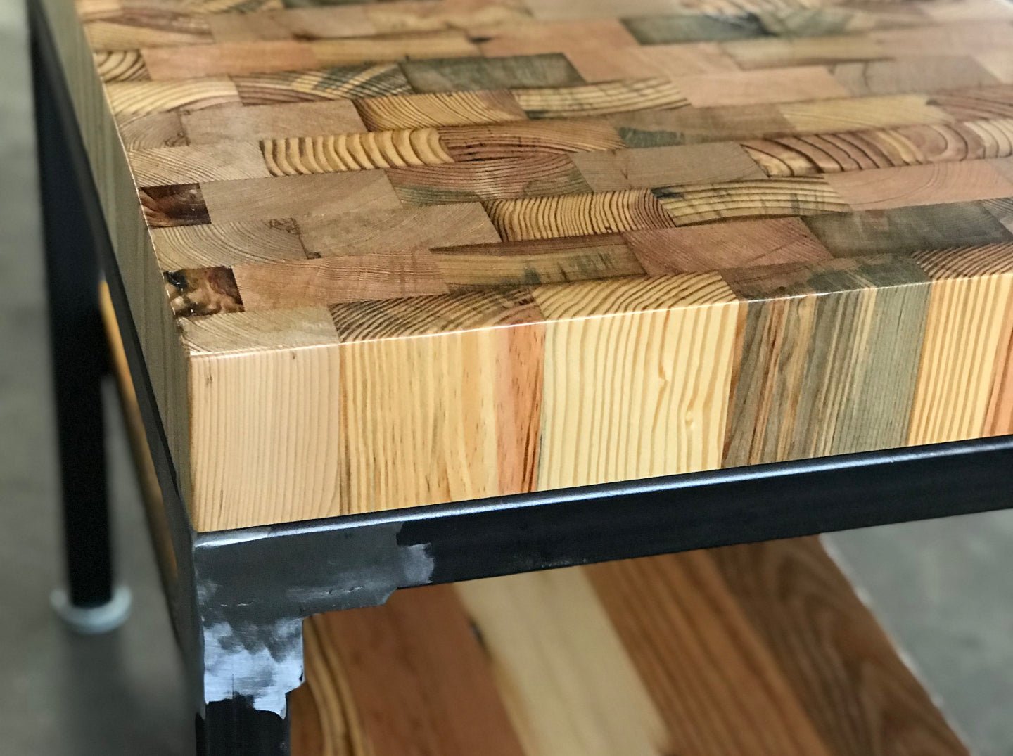 End Grain Butcher Block Reclaimed Wood End Table