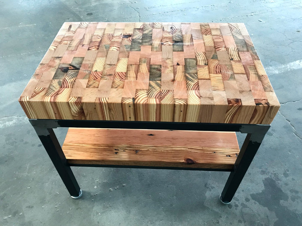 Home / Products / End Grain Butcher Block Reclaimed Wood End Table