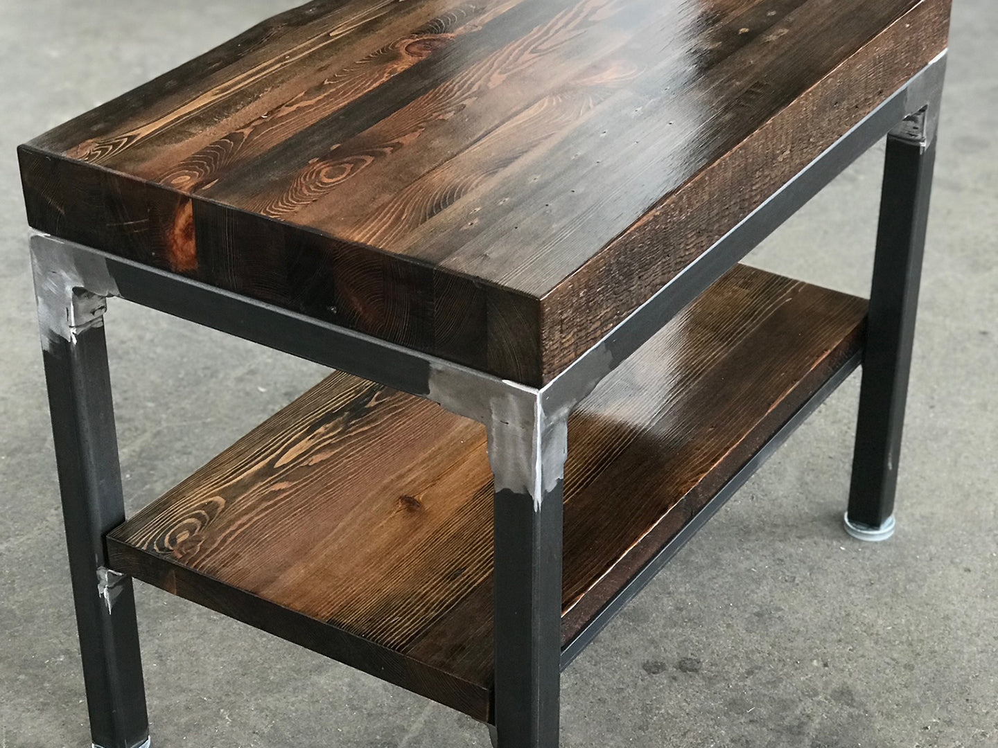 Grand Boulevard Reclaimed Wood End Table - Espresso Stain Finish