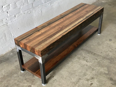 Grand Boulevard Reclaimed Wood Entry Bench - Walnut Stain Finish