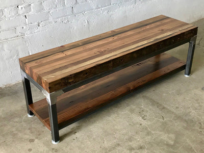 Grand Boulevard Reclaimed Wood Entry Bench - Walnut Stain Finish