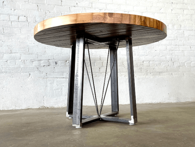 Grand Circus Industrial Farmhouse Reclaimed Wood Round Dining Table ...