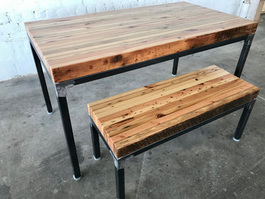 Grand Boulevard Modern Farmhouse Reclaimed Wood Table and Bench Set