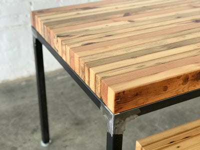 Grand Boulevard Modern Farmhouse Reclaimed Wood Table and Bench Set